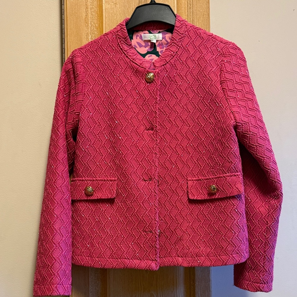 Jade by Melody Tam Fuchsia Textured Women's Blazer with sparkle
